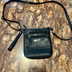 Stone & Company black faux leather crossbody bag